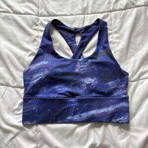 Brisas Womens Size Medium Sports Bra Racerback Galaxy Blue Stars Yoga Activewear